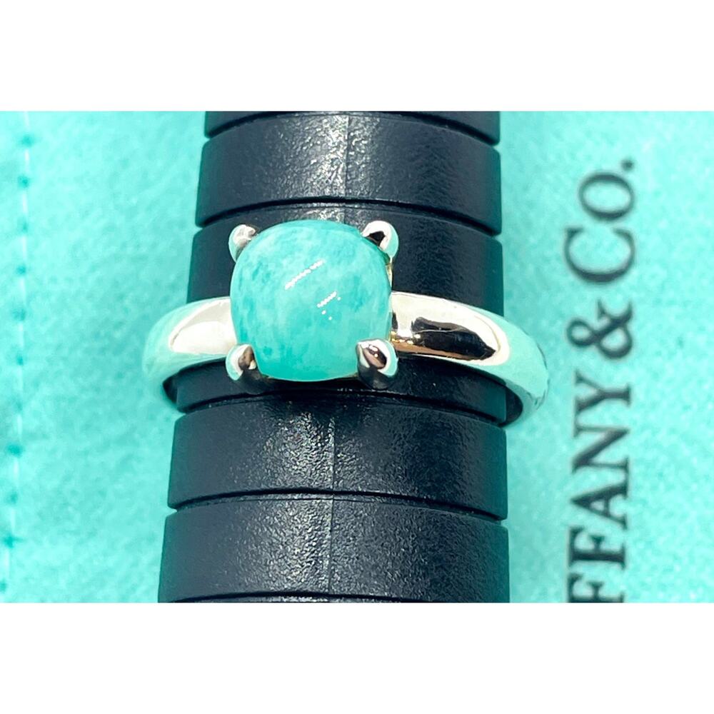 Tiffany & Co. Paloma Picasso 7mm Amazonite Sugar Stacks Ring - Size 6.75 - Picture 8 of 16